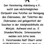 Der Vereinsring Adelsberg sucht zum nächstmöglichen Zeitpunkt eine Putzkraft