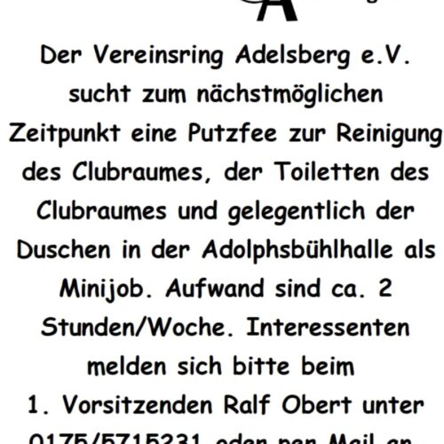 Putzfee zum nächstmöglichen Zeitpunkt gesucht